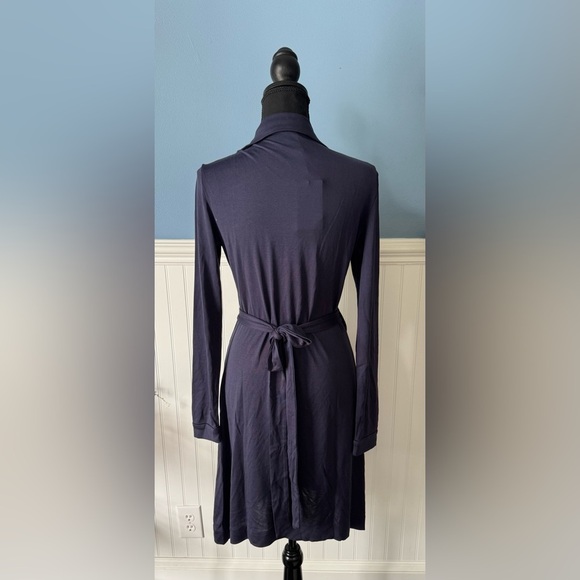 NWT Quince 100% Silk Jersey Mini Wrap Dress ~ Navy ~ Large - Picture 8 of 12